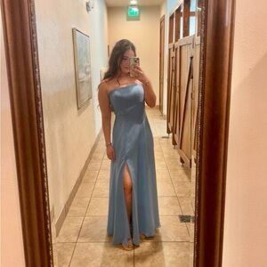 Azazie Wren Strapless Light Blue Bridesmaid Dress